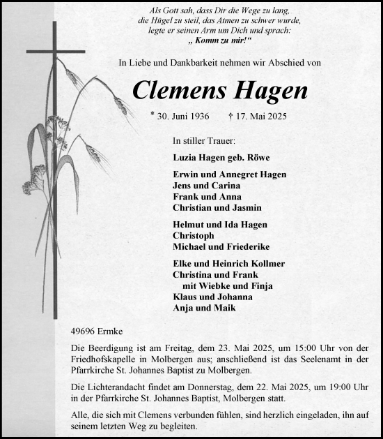 Anzeige von Clemens Hagen von OM-Medien