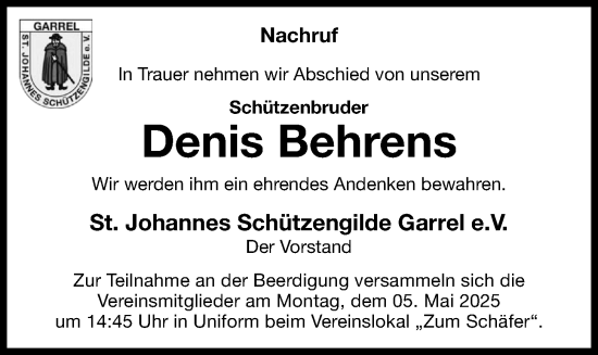 Anzeige von Denis Behrens von OM-Medien