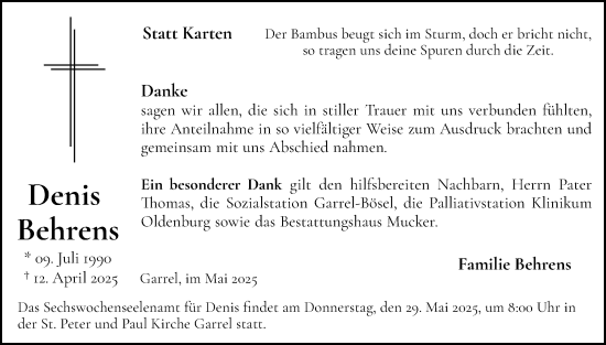 Anzeige von Denis Behrens von OM-Medien