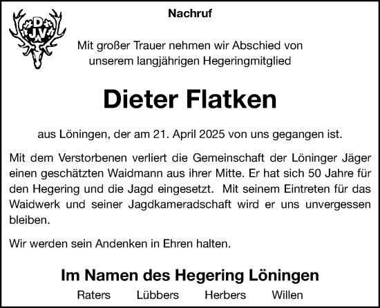 Anzeige von Dieter Flatken von OM-Medien