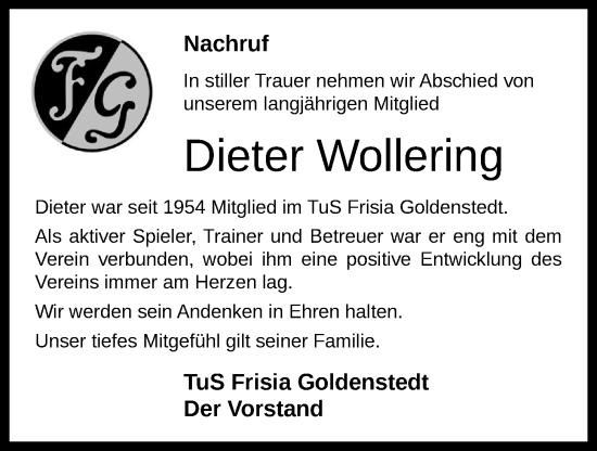 Anzeige von Dieter Wollering von OM-Medien