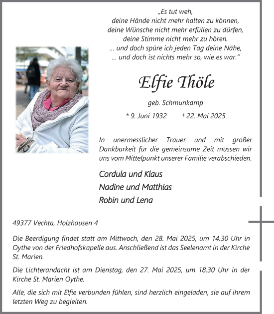 Anzeige von Elfie Thöle von OM-Medien