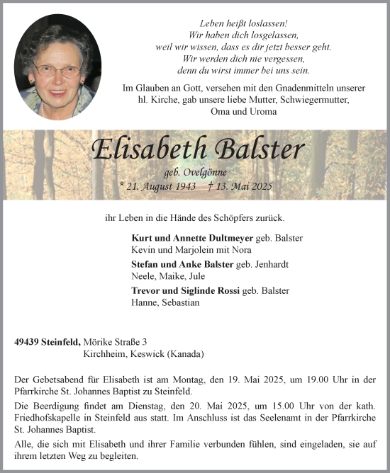 Anzeige von Elisabeth Balster von OM-Medien