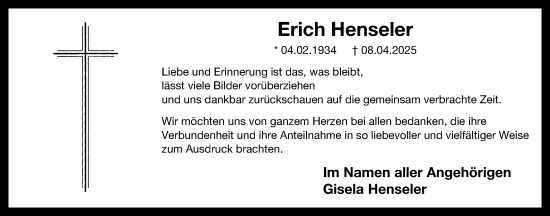 Anzeige von Erich Henseler von OM-Medien