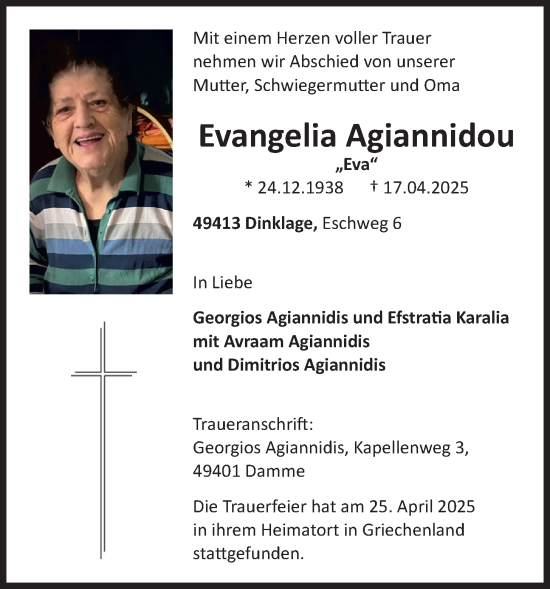 Anzeige von Evangelia Agiannidou von OM-Medien