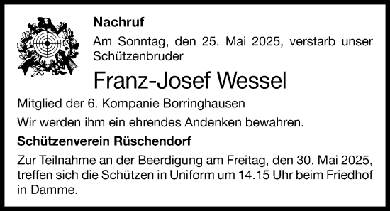 Anzeige von Franz-Josef Wessel von OM-Medien