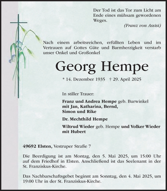 Anzeige von Georg Hempe von OM-Medien