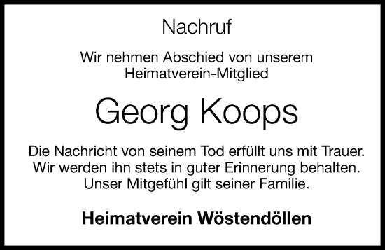 Anzeige von Georg Koops von OM-Medien