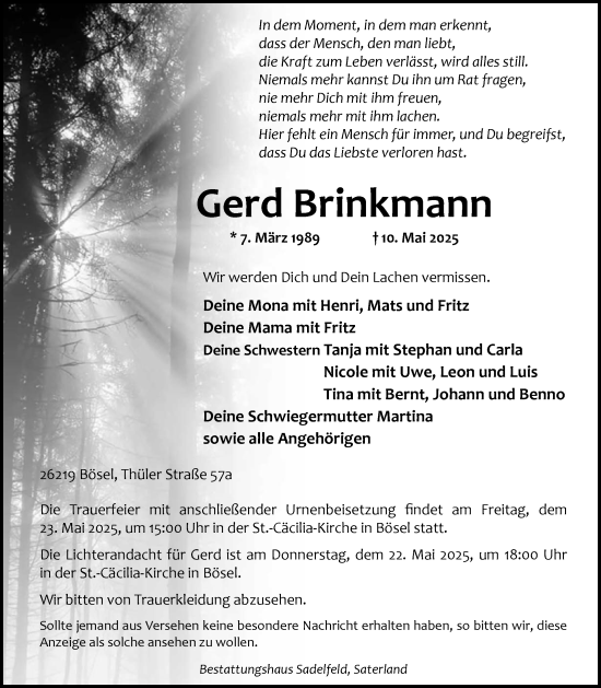 Anzeige von Gerd Brinkmann von OM-Medien