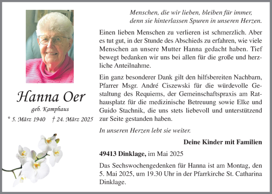 Anzeige von Hanna Oer von OM-Medien