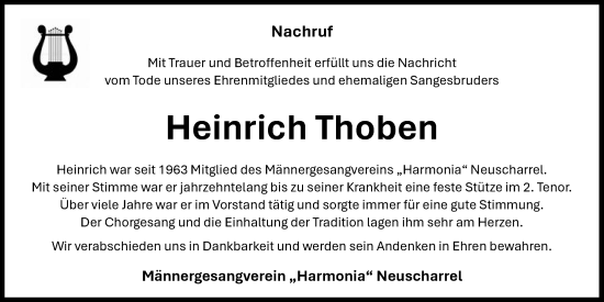 Anzeige von Heinrich Thoben von OM-Medien