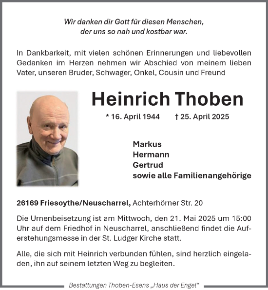 Anzeige von Heinrich Thoben von OM-Medien