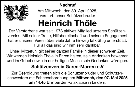 Anzeige von Heinrich Thöle von OM-Medien