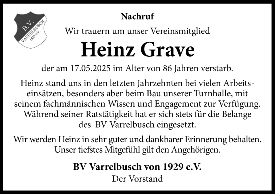 Anzeige von Heinz Grave von OM-Medien