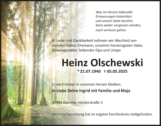 Anzeige von Heinz Olschewski von OM-Medien