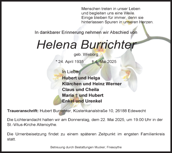 Anzeige von Helena Burrichter von OM-Medien