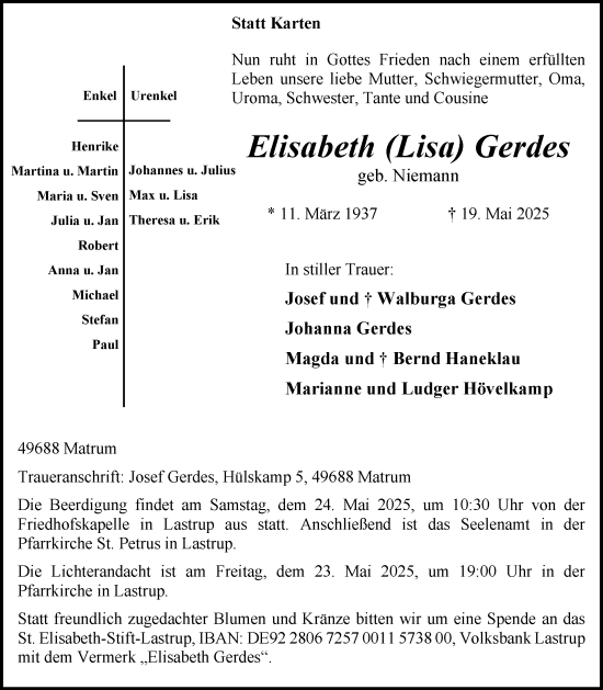 Anzeige von Henrike Elisabeth Gerdes von OM-Medien