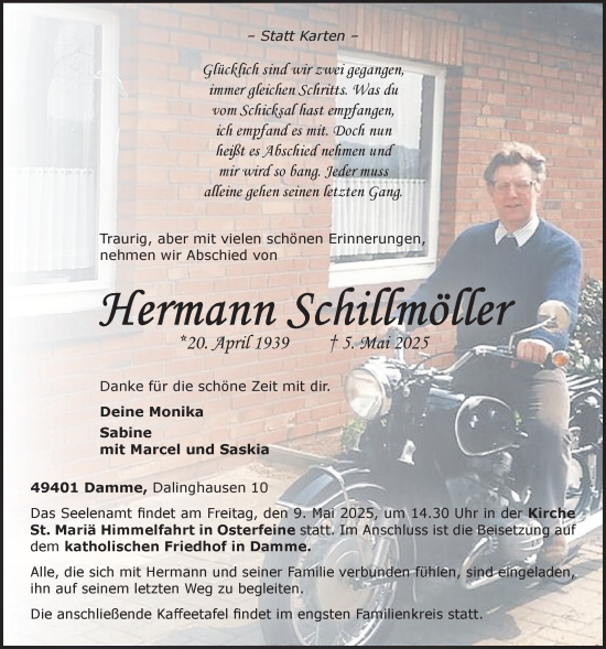 Anzeige von Hermann Schillmöller von OM-Medien