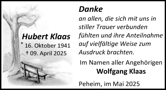 Anzeige von Hubert Klaas von OM-Medien