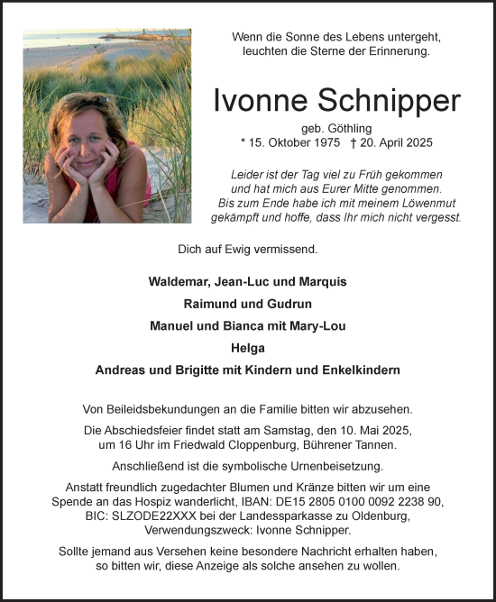 Anzeige von Ivonne Schnipper von OM-Medien
