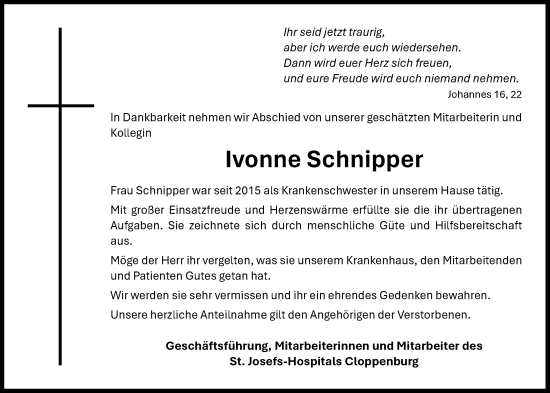 Anzeige von Ivonne Schnipper von OM-Medien