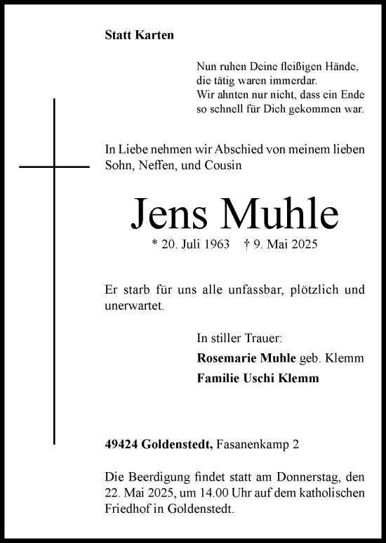 Anzeige von Jens Muhle von OM-Medien