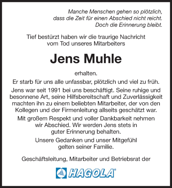 Anzeige von Jens Muhle von OM-Medien