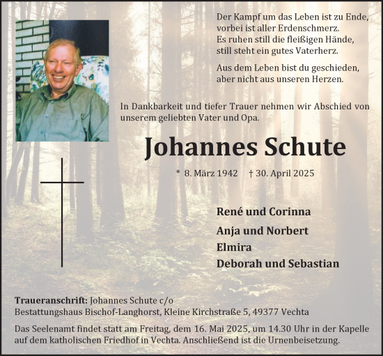 Anzeige von Johannes Schute von OM-Medien