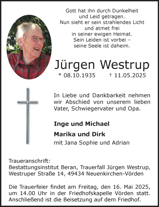 Anzeige von Jürgen Westrup von OM-Medien