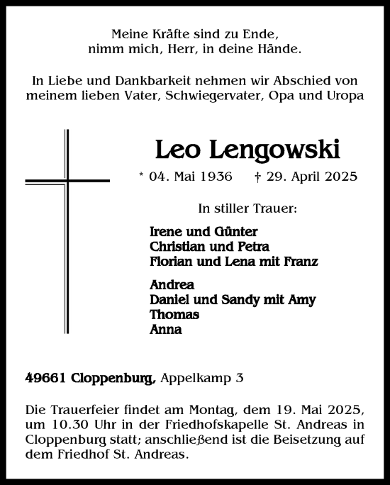 Anzeige von Leo Lengowski von OM-Medien