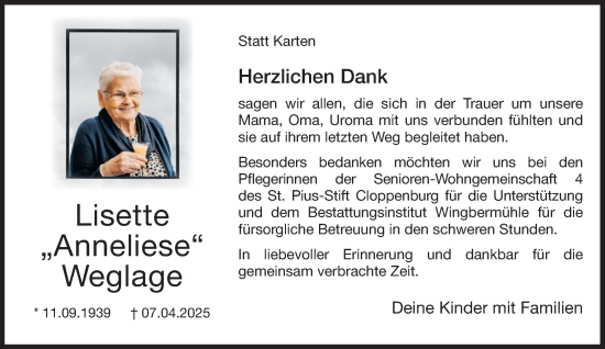 Anzeige von Lisette Weglage von OM-Medien