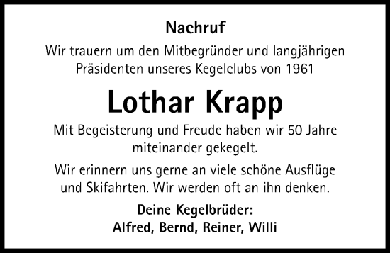 Anzeige von Lothar Krapp von OM-Medien