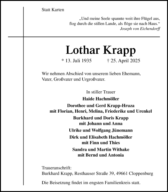 Anzeige von Lothar Krapp von OM-Medien