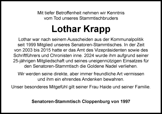 Anzeige von Lothar Krapp von OM-Medien