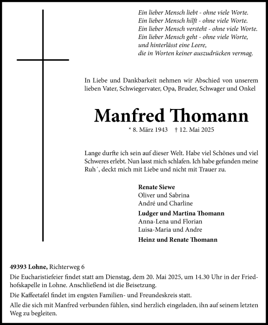 Anzeige von Manfred Thomann von OM-Medien