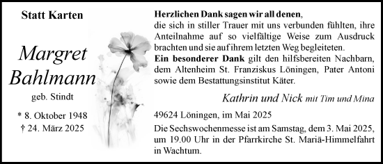 Anzeige von Margret Bahlmann von OM-Medien