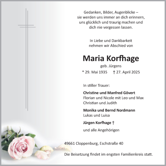 Anzeige von Maria Korfhage von OM-Medien