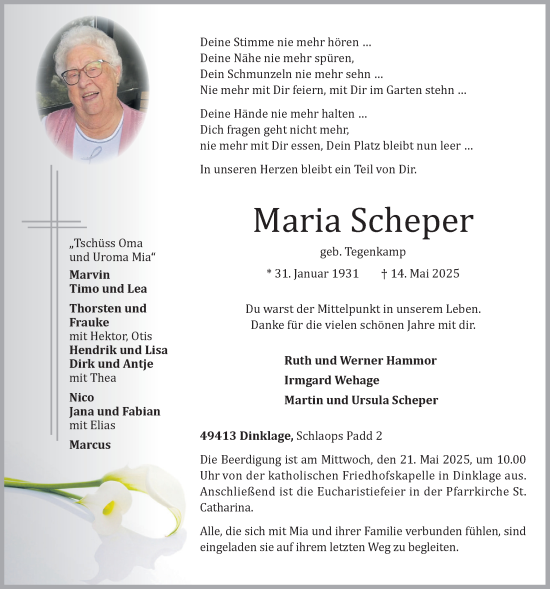 Anzeige von Maria Scheper von OM-Medien