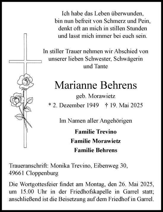 Anzeige von Marianne Behrens von OM-Medien