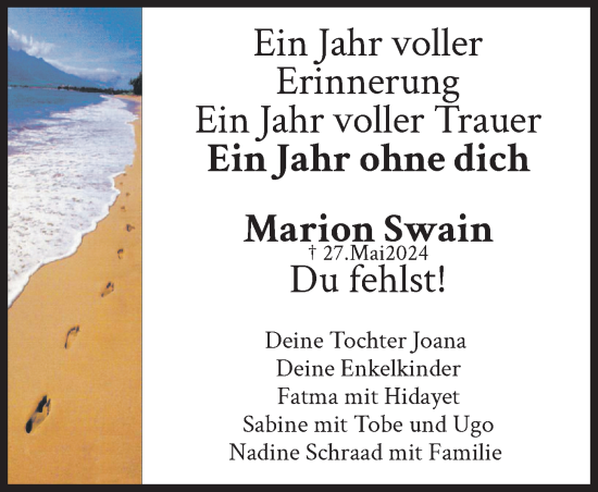 Anzeige von Marion Swain von OM-Medien