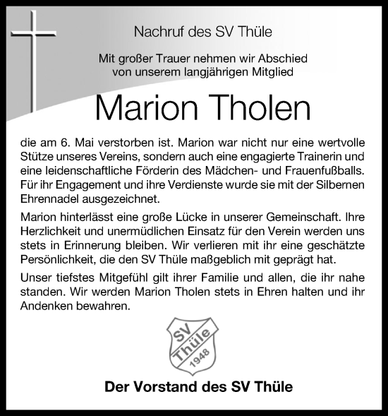 Anzeige von Marion Tholen von OM-Medien