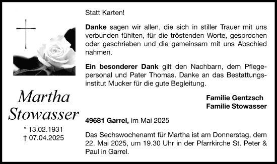 Anzeige von Martha Stowasser von OM-Medien