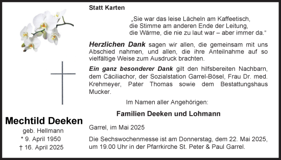 Anzeige von Mechtild Deeken von OM-Medien
