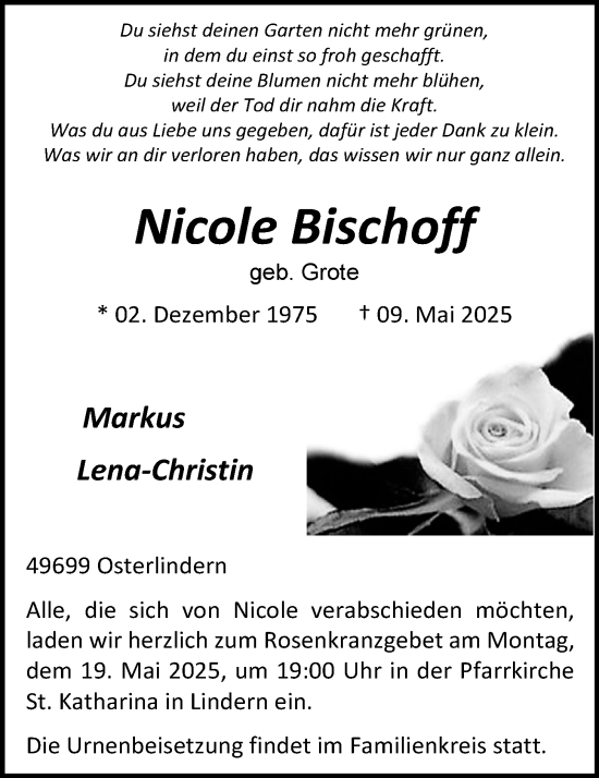 Anzeige von Nicole Bischoff von OM-Medien