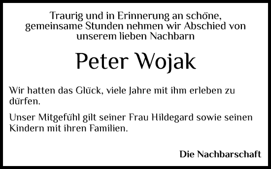 Anzeige von Peter Wojak von OM-Medien