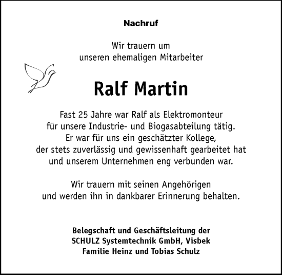 Anzeige von Ralf Martin von OM-Medien