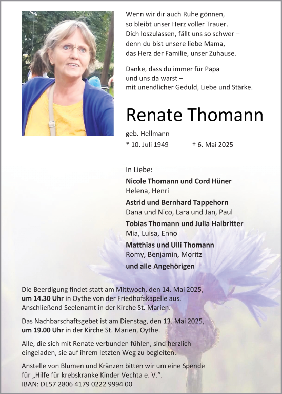 Anzeige von Renate Thomann von OM-Medien