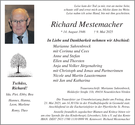 Anzeige von Richard Mestemacher von OM-Medien