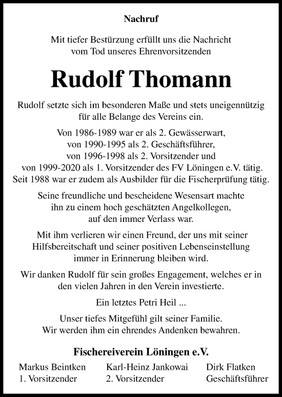 Anzeige von Rudolf Thomann von OM-Medien
