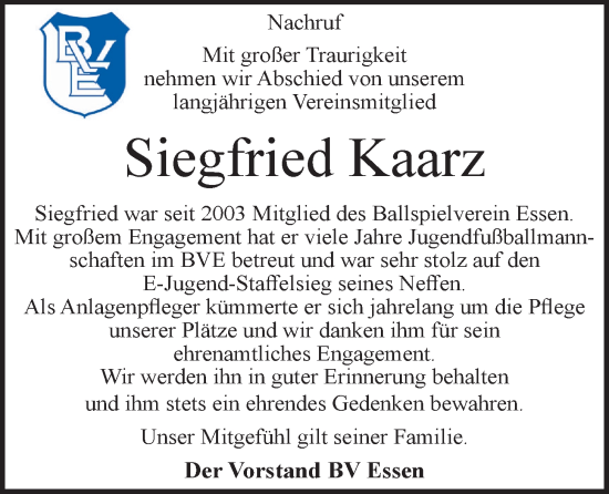 Anzeige von Siegfried Kaarz von OM-Medien